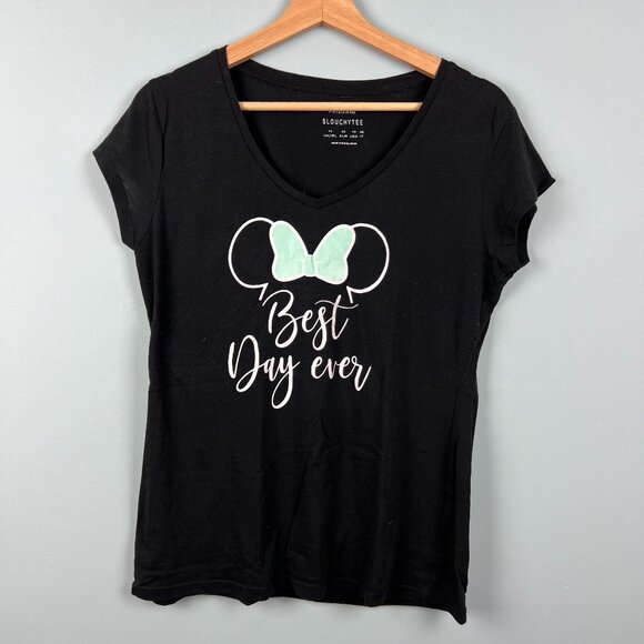 Primark Tops - Women's Best Day Ever Minnie Mouse Shirt, Black, Medium